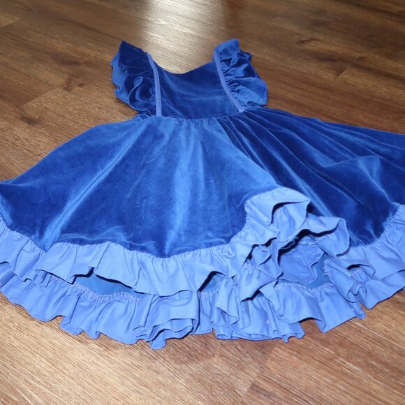 Girls Pleiades Designs Royal Blue Velvet Belle Shortie Dress Bow Back Formal 7 - Picture 3 of 6